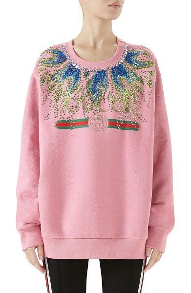 gucci logo sweatshirt with crystals